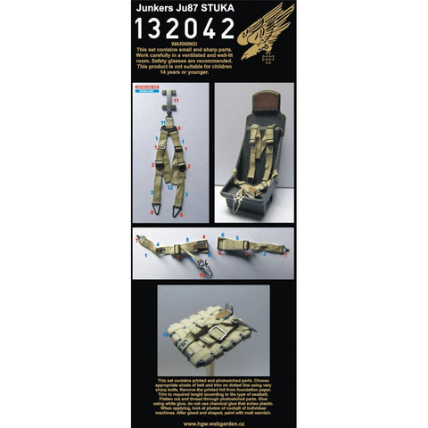 HGW 132042 1/32 ユンカース Ju 87D/Ju 87G スツーカ シートベルト 2セット | ハセガワ, レベル用