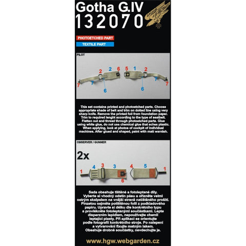 HGW 132070 1/32 ゴータ G.IV シートベルト 2セット | ウイングナットウイングス用