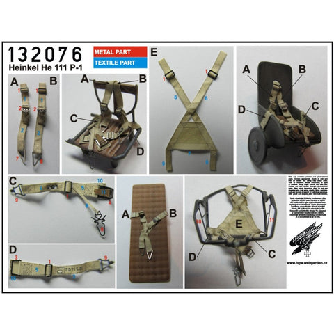 HGW 132076 1/32 ハインケル HE 111 シートベルト 2セット | レベル用