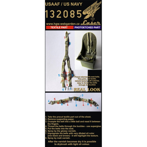 HGW 132085 1/32 USAAF + US NAVY シートベルト pre-cut (laser)