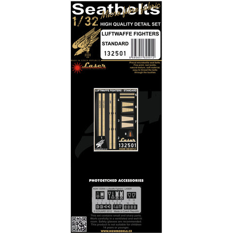 HGW 132501 1/32 ルフトヴァッフェ戦闘機用 - 初期型 シートベルト pre-cut (laser)
