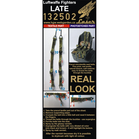 HGW 132502 1/32 ルフトヴァッフェ戦闘機用 - 後期型 シートベルト pre-cut (laser)