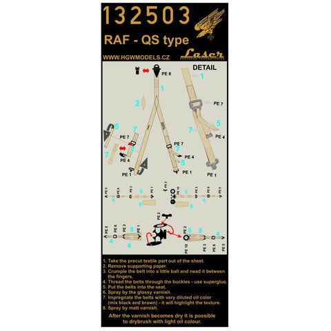 HGW 132503 1/32 RAF - 後期型 シートベルト pre-cut (laser) | WWII時