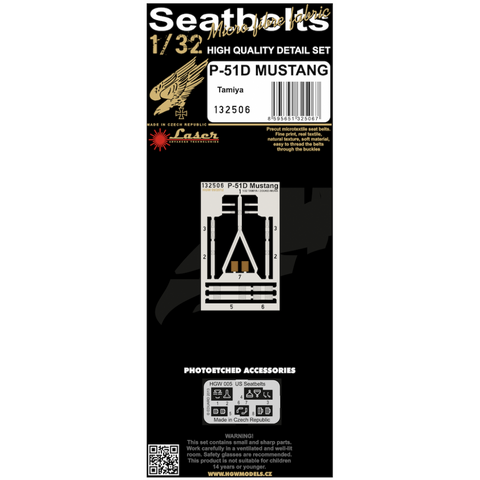 HGW 132506 1/32 P-51D マスタング シートベルト pre-cut (laser) | タミヤ他用