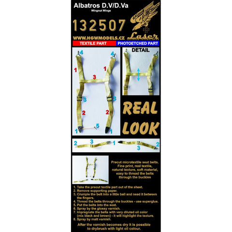 HGW 132507 1/32 アルバトロス D.V / D.Va シートベルト pre-cut (laser) | ウイングナットウイングス用