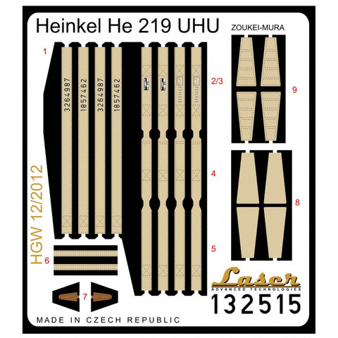 HGW 132515 1/32 ハインケル He 219 UHU シートベルト pre-cut (laser) | 造形村用