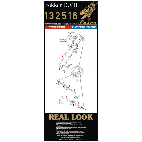HGW 132516 1/32 フォッカー D.VII シートベルト pre-cut (laser) | ウイングナットウイングス用
