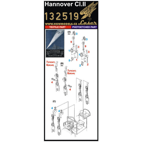 HGW 132519 1/32 Hannover Cl.II シートベルト pre-cut (laser) | ウイングナットウイングス用