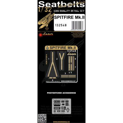 HGW 132548 1/32 スピットファイア Mk.II / サットン "QS" ハーネス シートベルト pre-cut (laser) | レベル用