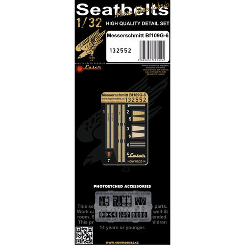 HGW 132552 1/32 メッサーシュミット Bf 109G-6 シートベルト pre-cut (laser) | レベル用