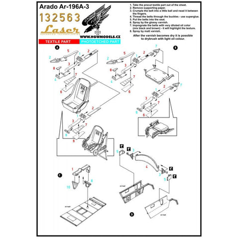 HGW 132563 1/32 アラド Ar 196A-3 シートベルト pre-cut (laser) | レベル用