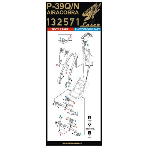 HGW 132571 1/32 P-39Q/N エアラコブラ シートベルト pre-cut (laser) | キティホーク用