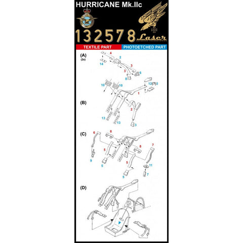 HGW 132578 1/32 ホーカーハリケーン Mk.II シートベルト pre-cut (laser) | フライ用