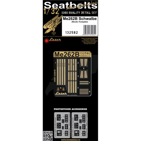 HGW 132582 1/32 メッサーシュミット Me 262B シュワルベ シートベルト pre-cut (laser) | レベル, トランぺッター用