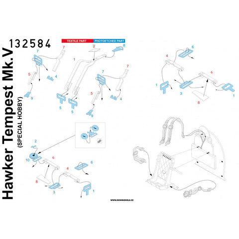 HGW 132584 1/32 ホーカー テンペスト Mk.V シートベルト pre-cut (laser) | スペシャルホビー用
