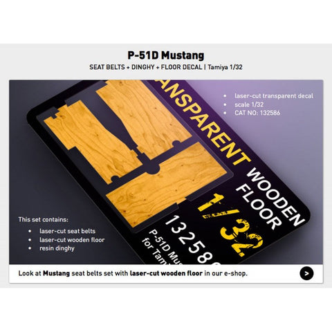 HGW 132586 1/32 P-51D マスタング + Dingy + Laser Floor シートベルト pre-cut (laser) | タミヤ用