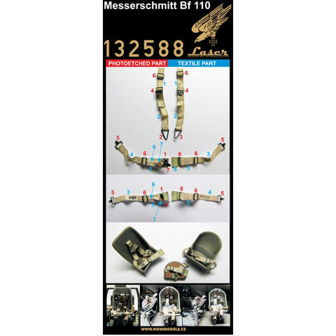 HGW 132588 1/32 メッサーシュミット Bf 110 シートベルト pre-cut (laser)