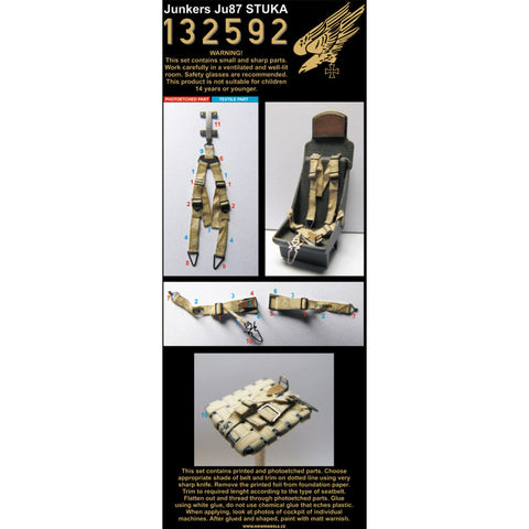 HGW 132592 1/32 ユンカース Ju 87 スツーカ シートベルト pre-cut (laser)