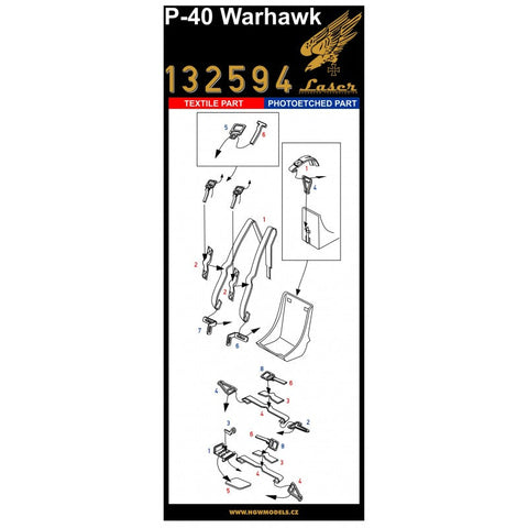 HGW 132594 1/32 P-40 ウォーホーク シートベルト pre-cut (laser)