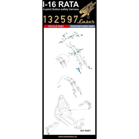 HGW 132597 1/32 I-16 RATA シートベルト pre-cut (laser)