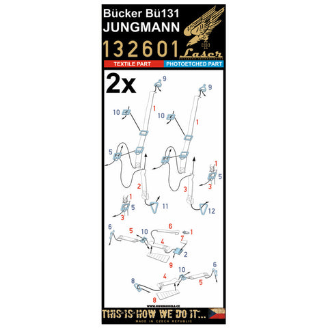 HGW 132601 1/32 ビュッカー Bü131 ユングマン シートベルト pre-cut (laser)
