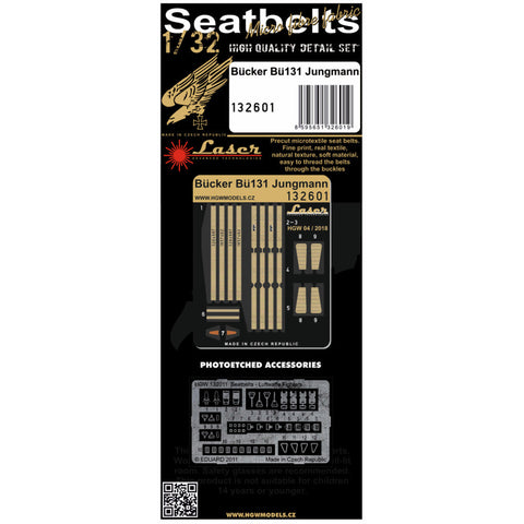 HGW 132601 1/32 ビュッカー Bü131 ユングマン シートベルト pre-cut (laser)