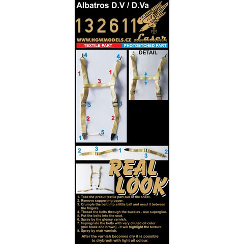 HGW 132611 1/32 アルバトロス D.V / D.Va シートベルト pre-cut (laser) | ウイングナットウイングス用