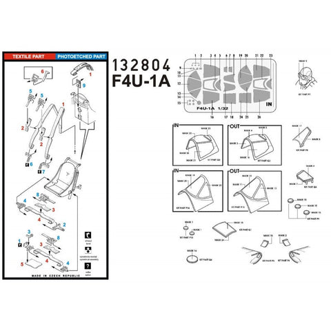 HGW 132804 1/32 F4U-1 コルセア シートベルト BASIC LINE: seatbelts + masks | タミヤ用