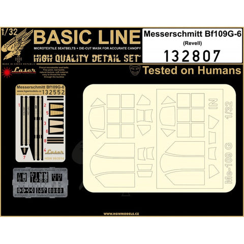 HGW 132807 1/32 メッサーシュミット Bf 109G-6 シートベルト BASIC LINE: seatbelts + masks | レベル用