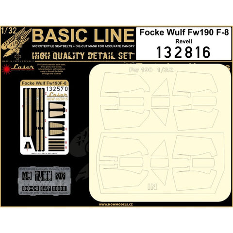 HGW 132816 1/32 フォッケウルフ Fw 190F-8 シートベルト BASIC LINE: seatbelts + masks | レベル用