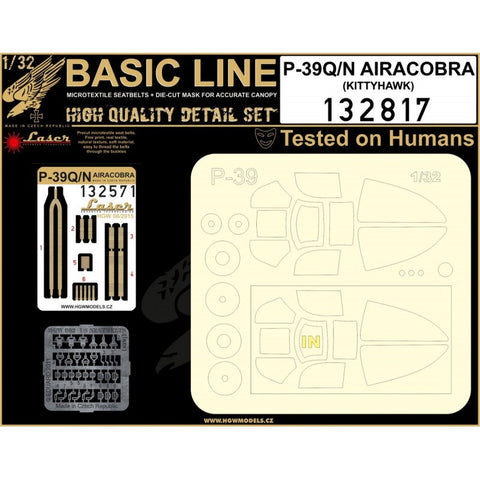 HGW 132817 1/32 P-39Q/N エアラコブラ シートベルト BASIC LINE: seatbelts + masks | キティホーク用
