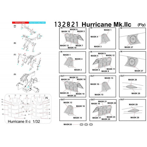 HGW 132821 1/32 ホーカーハリケーン Mk.II シートベルト BASIC LINE: seatbelts + masks | フライ用
