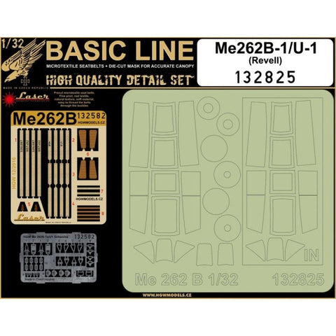 HGW 132825 1/32 メッサーシュミット Me 262B-1 / U-1 シュワルベ シートベルト BASIC LINE: seatbelts + masks | レベル用
