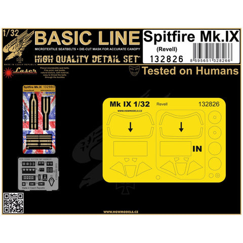HGW 132826 1/32 スピットファイア Mk.IX シートベルト BASIC LINE: seatbelts + masks | タミヤ用