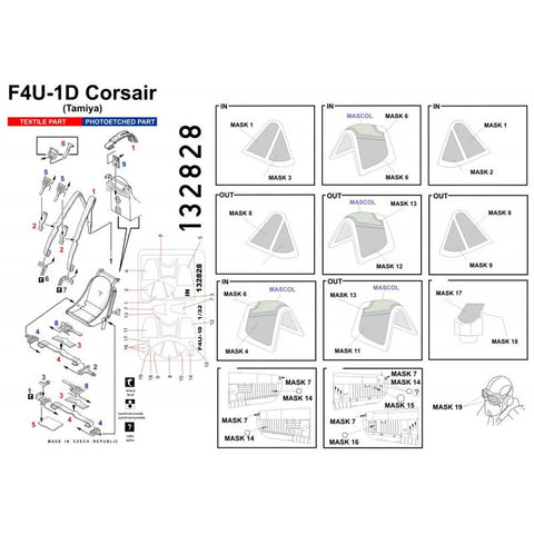 HGW 132828 1/32 F4U-1D コルセア シートベルト BASIC LINE: seatbelts + masks | タミヤ用