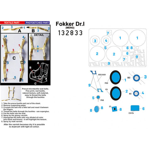 HGW 132833 1/32 フォッカー Dr.I シートベルト BASIC LINE: seatbelts + masks | モンモデル用