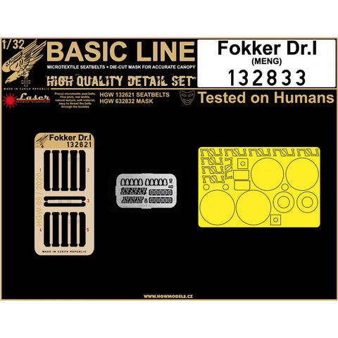 HGW 132833 1/32 フォッカー Dr.I シートベルト BASIC LINE: seatbelts + masks | モンモデル用