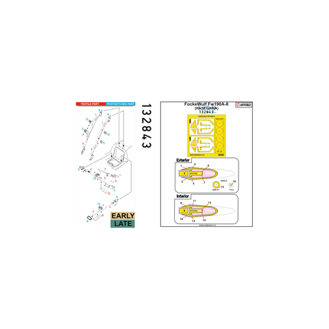 HGW 132843 1/32 フォッケウルフ Fw190A/F-8 シートベルト BASIC LINE: seatbelts + masks | ハセガワ用