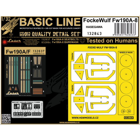 HGW 132843 1/32 フォッケウルフ Fw190A/F-8 シートベルト BASIC LINE: seatbelts + masks | ハセガワ用