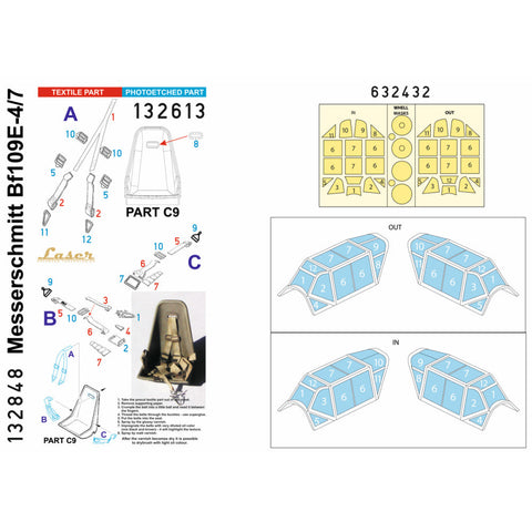 HGW 132848 1/32 Bf 109E-4/7 シートベルト BASIC LINE: seatbelts + masks | ドラゴン, サイバーホビー, ホビー 2000用