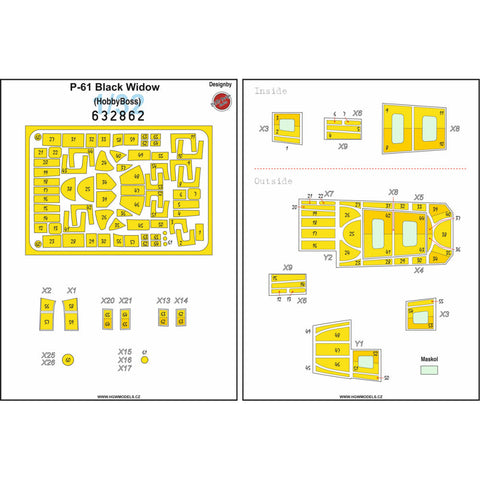 HGW 132850 1/32 P-61 ブラックウィドウ シートベルト BASIC LINE: seatbelts + masks | ホビーボス用