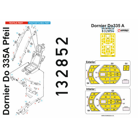 HGW 132852 1/32 Do335A プファイル シートベルト BASIC LINE: seatbelts + masks | HKモデル用