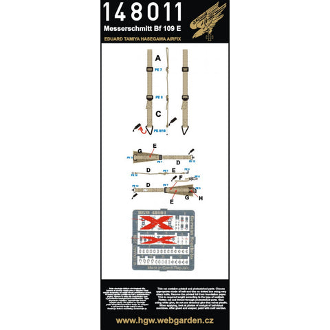 HGW 148011 1/48 メッサーシュミット Bf 109E シートベルト 2セット | エデュアルド