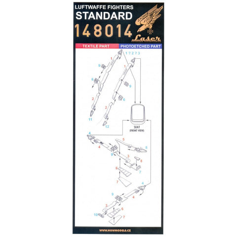 HGW 148014 1/48 ルフトヴァッフェ戦闘機用 - 初期型 シートベルト pre-cut (laser) | WWII時