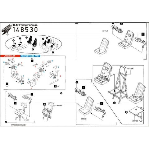 HGW 148530 1/48 B-17 フライングフォートレス シートベルト pre-cut (laser)