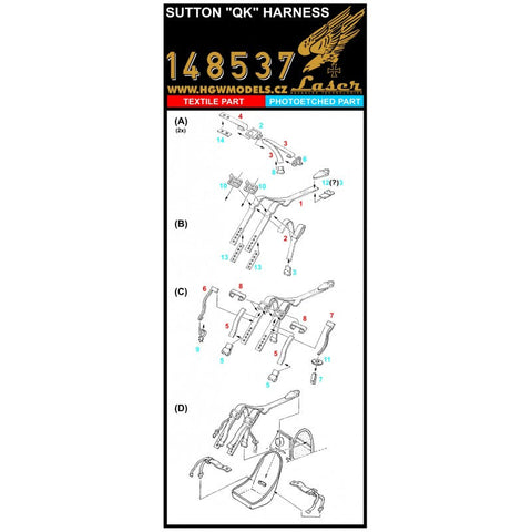 HGW 148537 1/48 サットン "QK" ハーネス - 初期型 シートベルト pre-cut (laser)