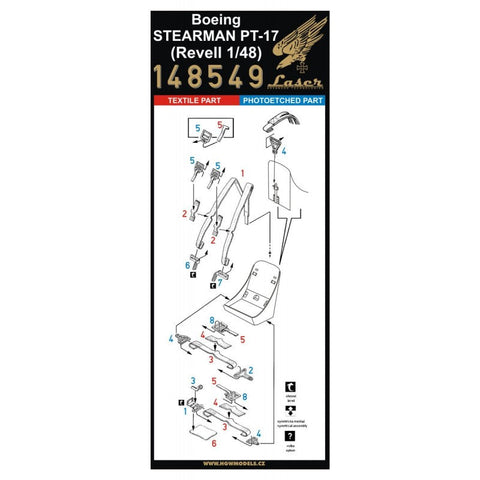 HGW 148549 1/48 ボーイング・ステアマン PT-17 シートベルト pre-cut (laser)