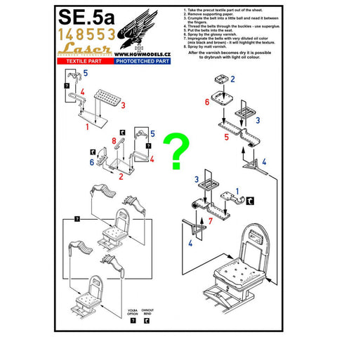 HGW 148553 1/48 SE.5a シートベルト pre-cut (laser) | エデュアルド用