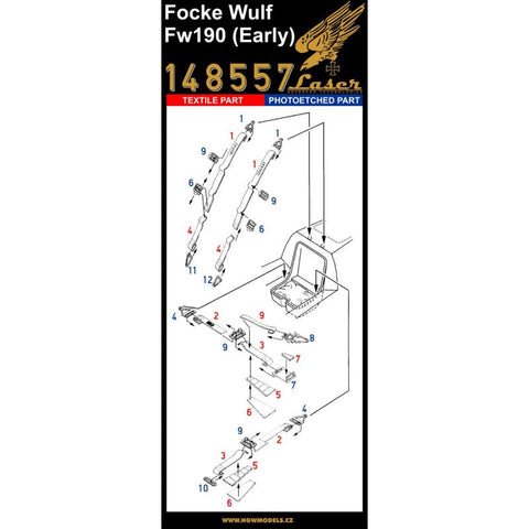 HGW 148557 1/48 フォッケウルフ Fw 190 (初期型) シートベルト pre-cut (laser)