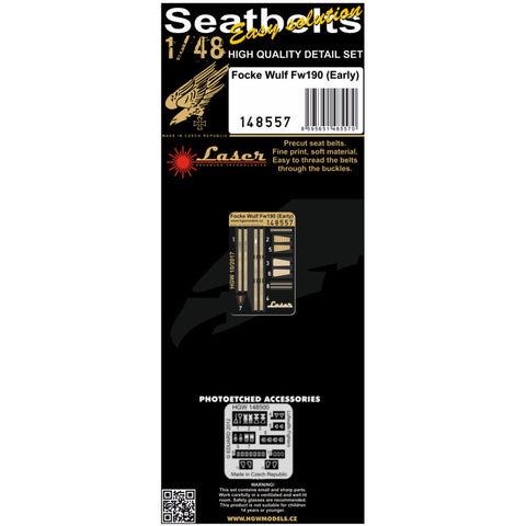 HGW 148557 1/48 フォッケウルフ Fw 190 (初期型) シートベルト pre-cut (laser)